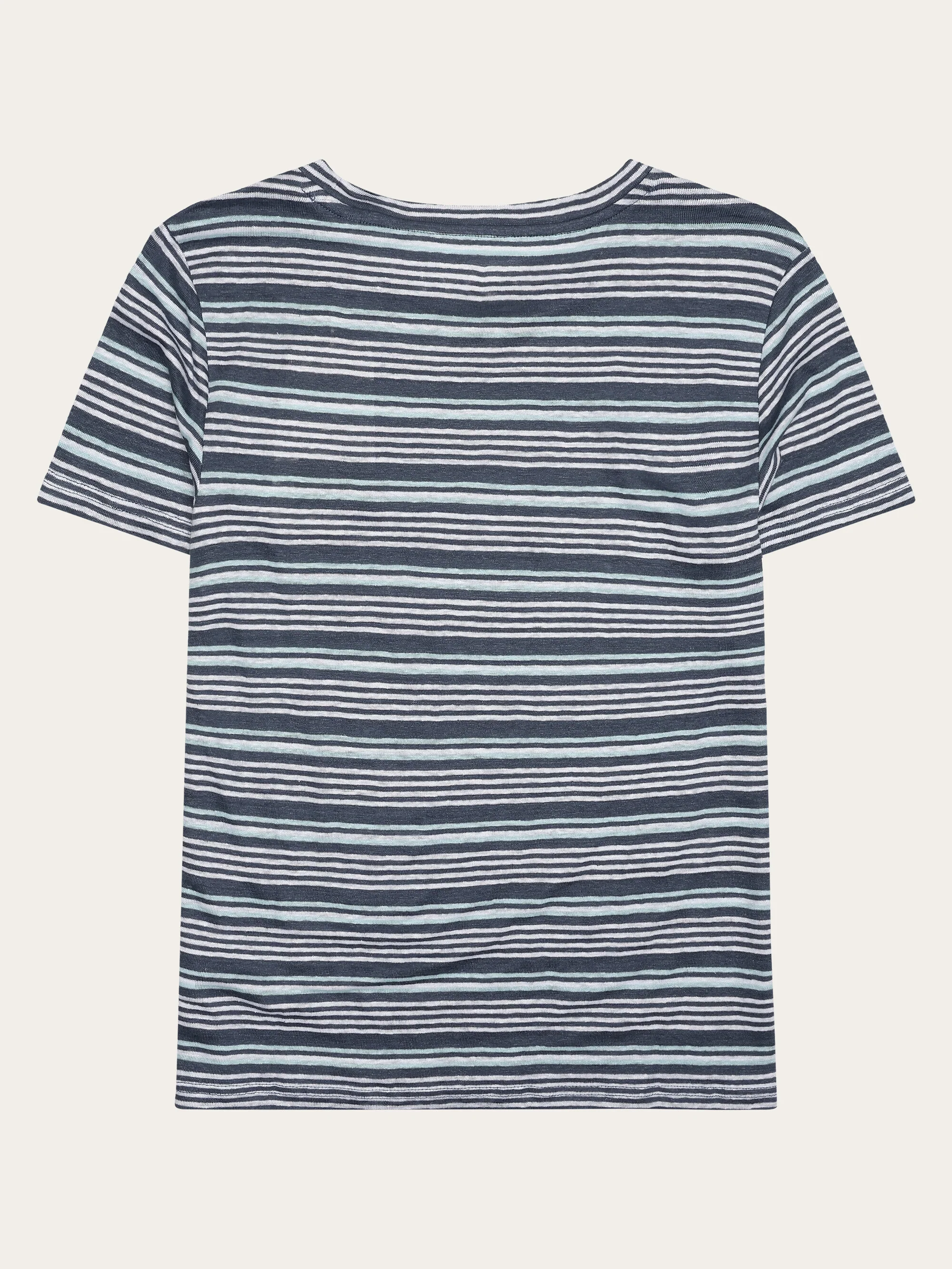 Regular linen stripe t-shirt - GOTS/Vegan - Blue stripe - Image 3