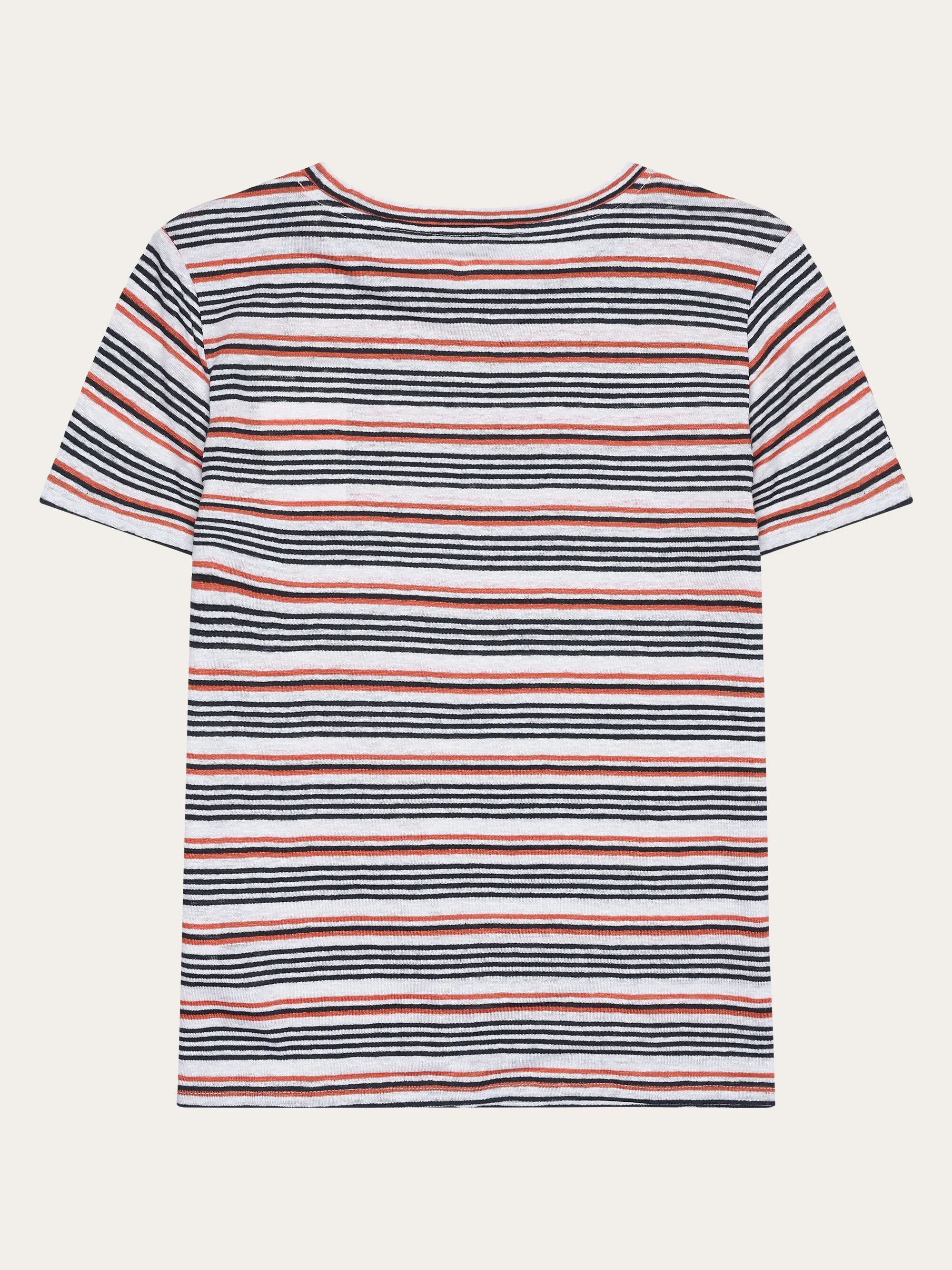 Regular linen stripe t-shirt - GOTS/Vegan - White stripe - Image 3
