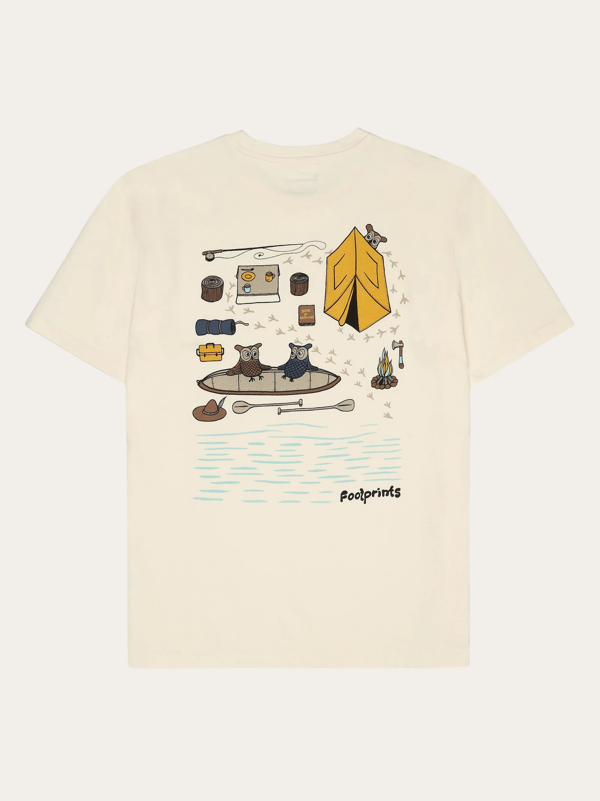 Regular short sleeve heavy single jersey printed t-shirt GOTS/Vegan - Egret