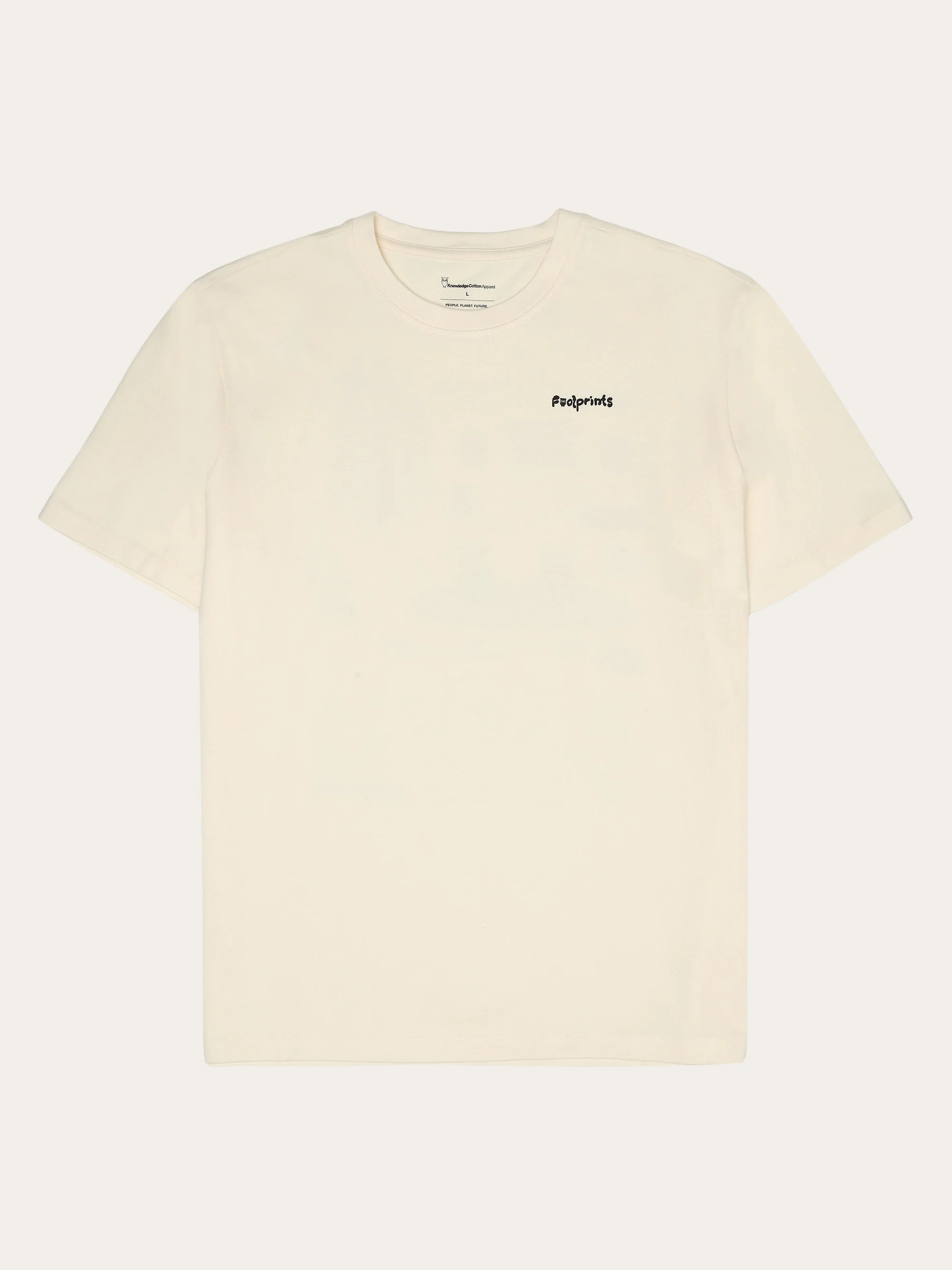 Regular short sleeve heavy single jersey printed t-shirt GOTS/Vegan - Egret - Image 2