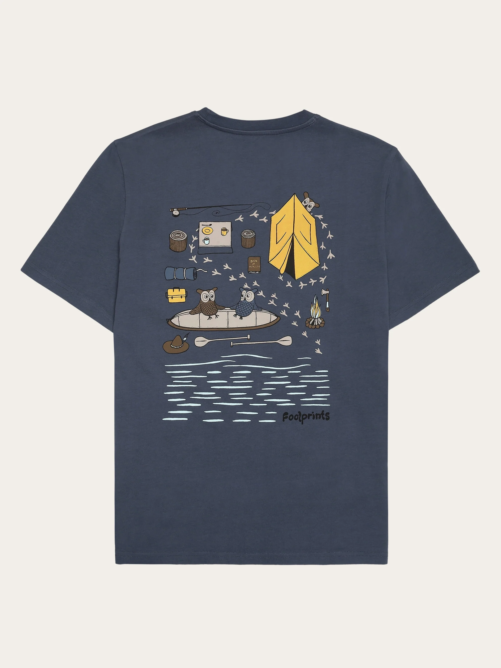 Regular short sleeve heavy single jersey printed t-shirt GOTS/Vegan - Vintage Indigo
