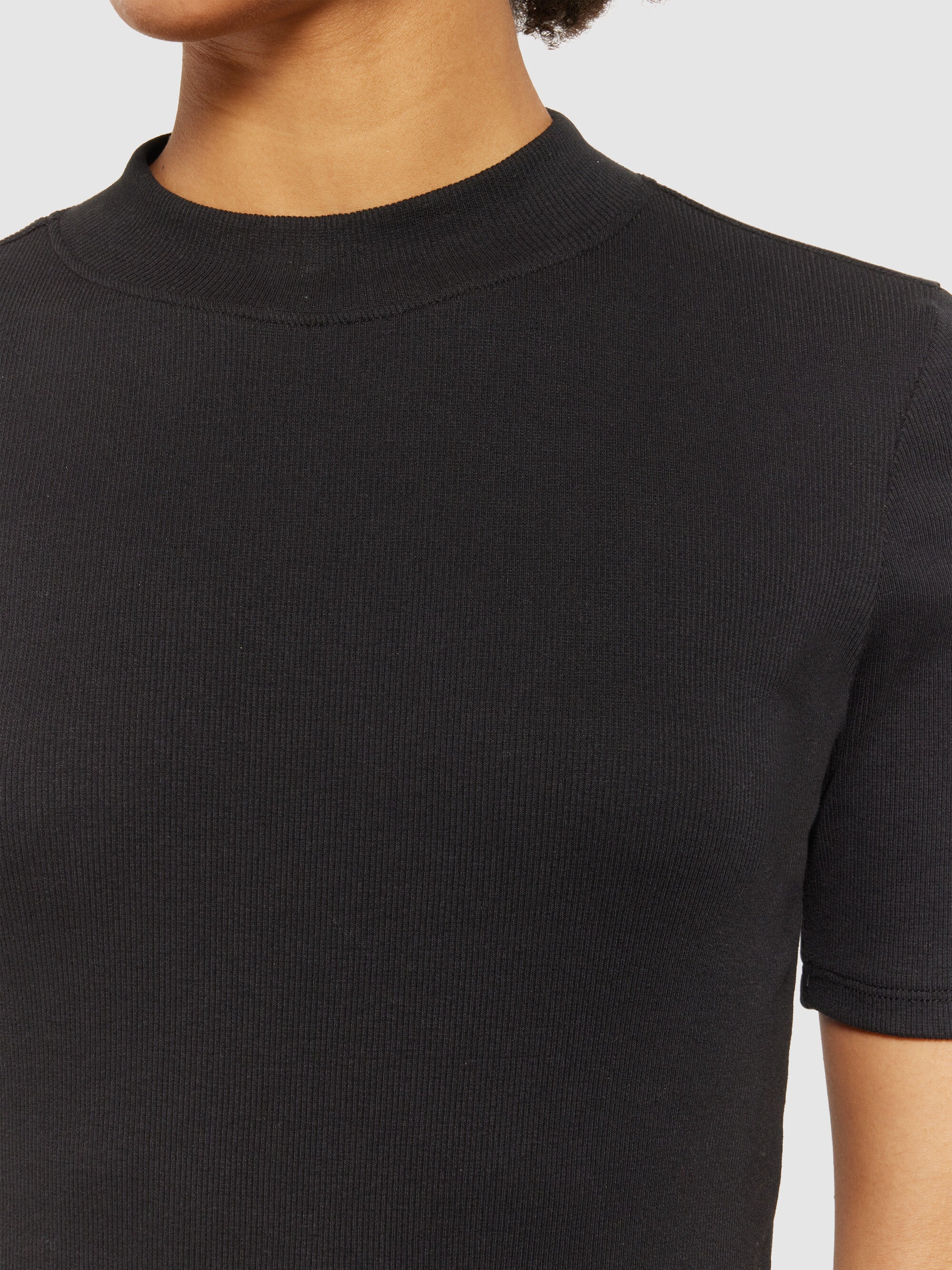 Rib high neck short sleeve - Black Jet - Image 5
