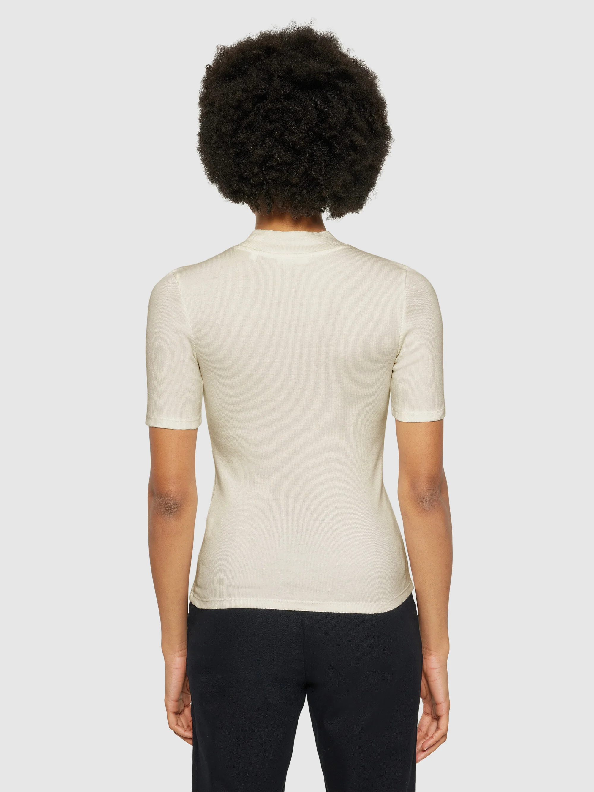 Rib high neck short sleeve - Gray Chateau Melange - Image 3