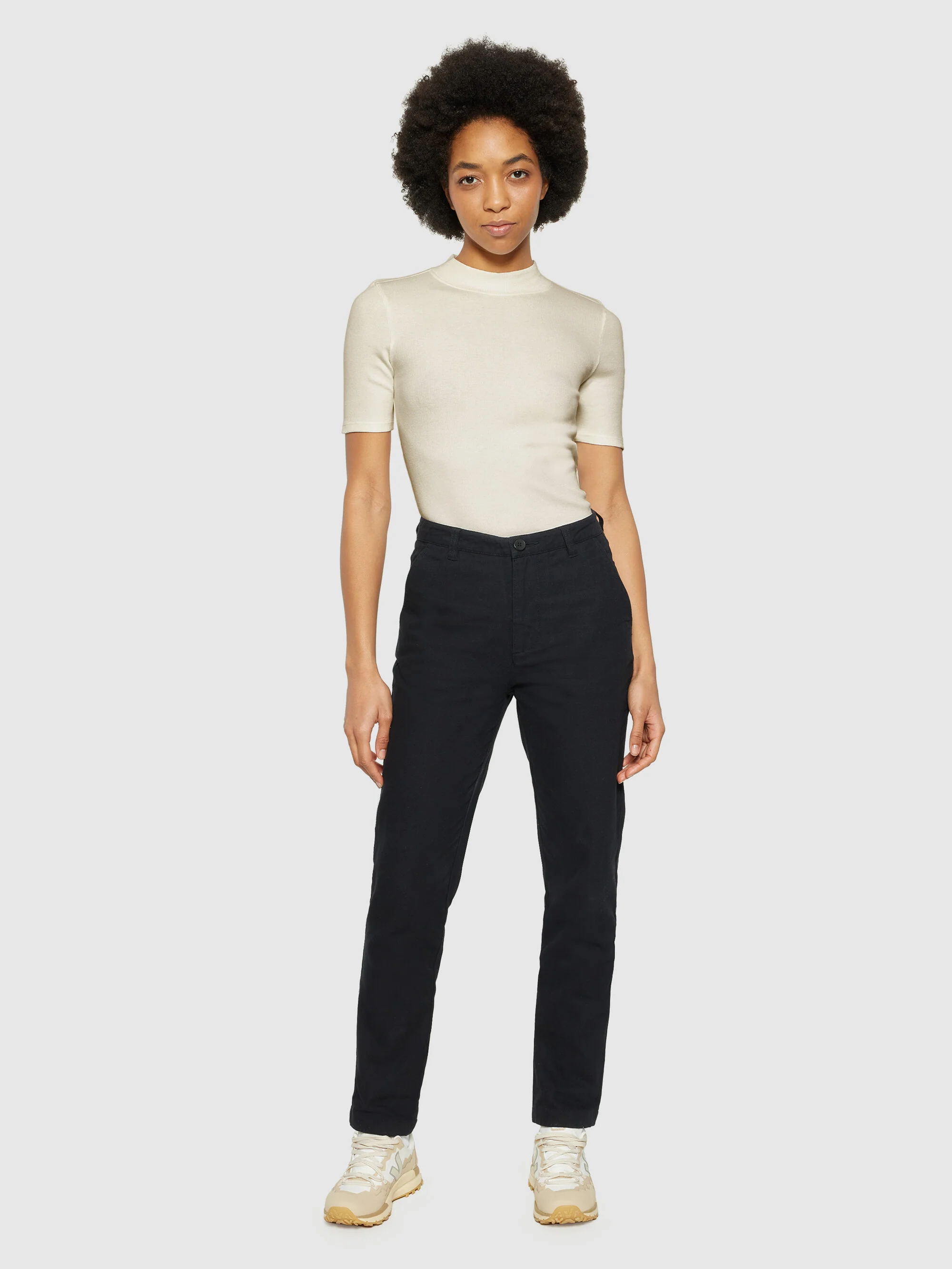 Rib high neck short sleeve - Gray Chateau Melange - Image 4
