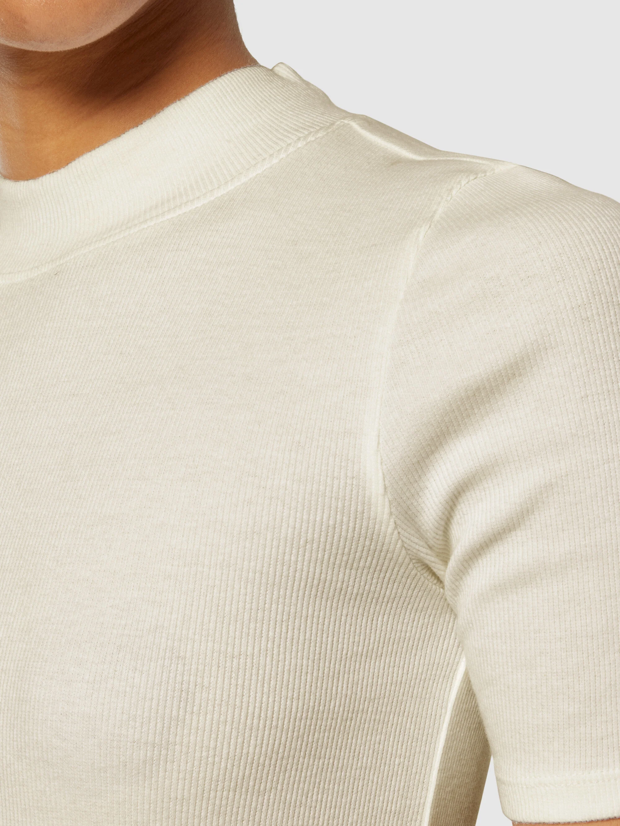 Rib high neck short sleeve - Gray Chateau Melange - Image 5
