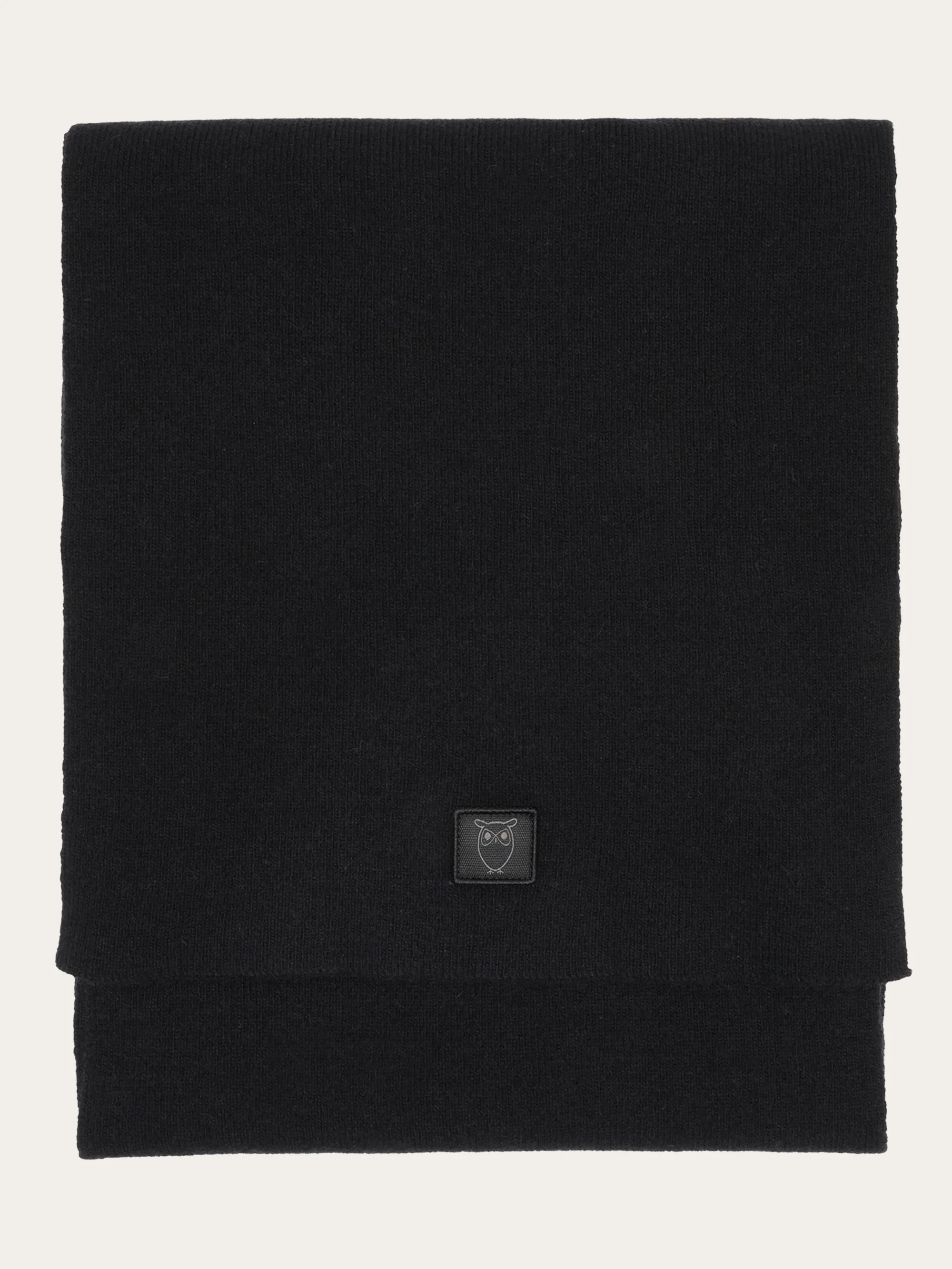 Rib knit wool scarf - Black Jet