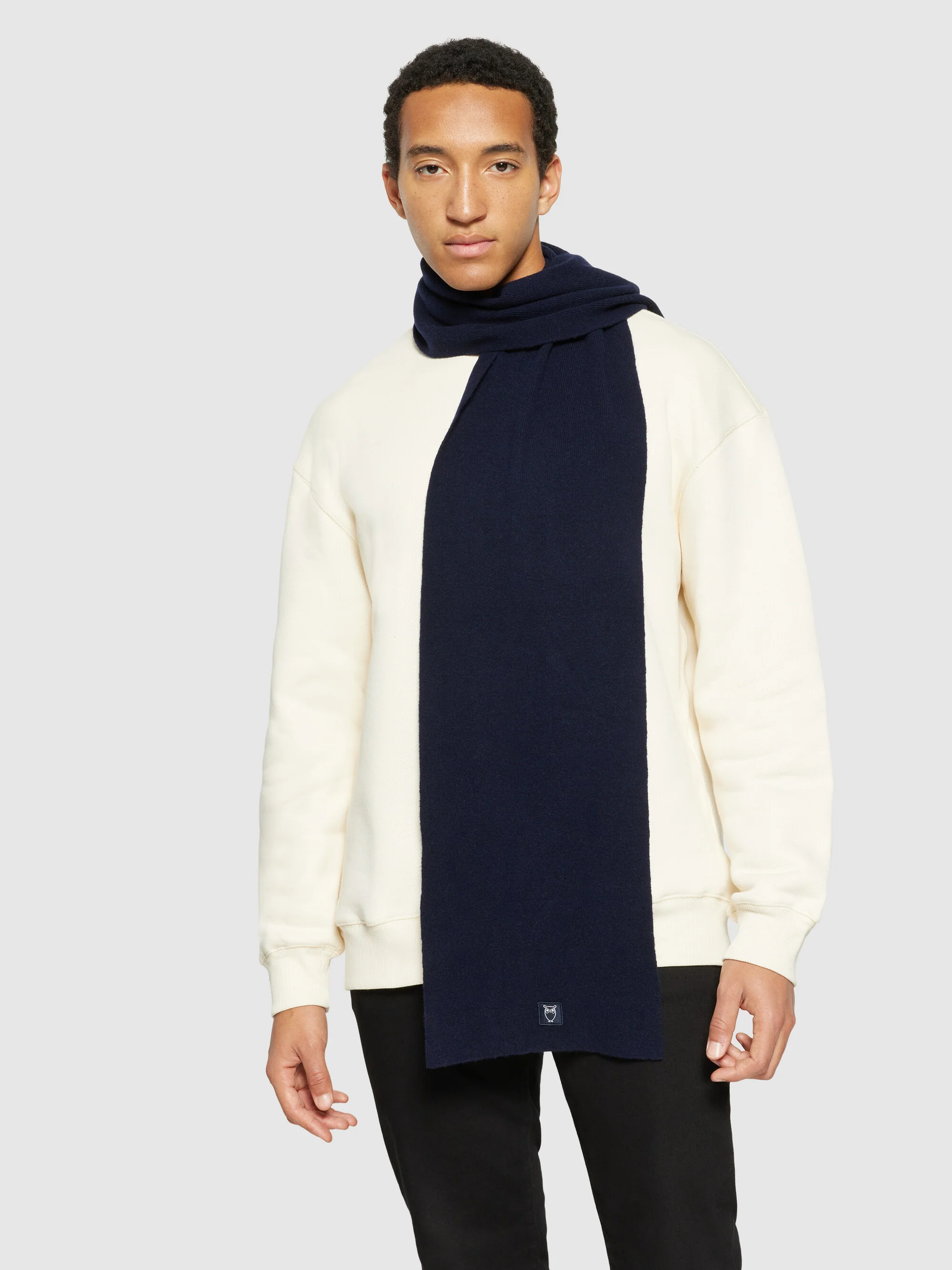 Rib knit wool scarf - Total Eclipse - Image 6
