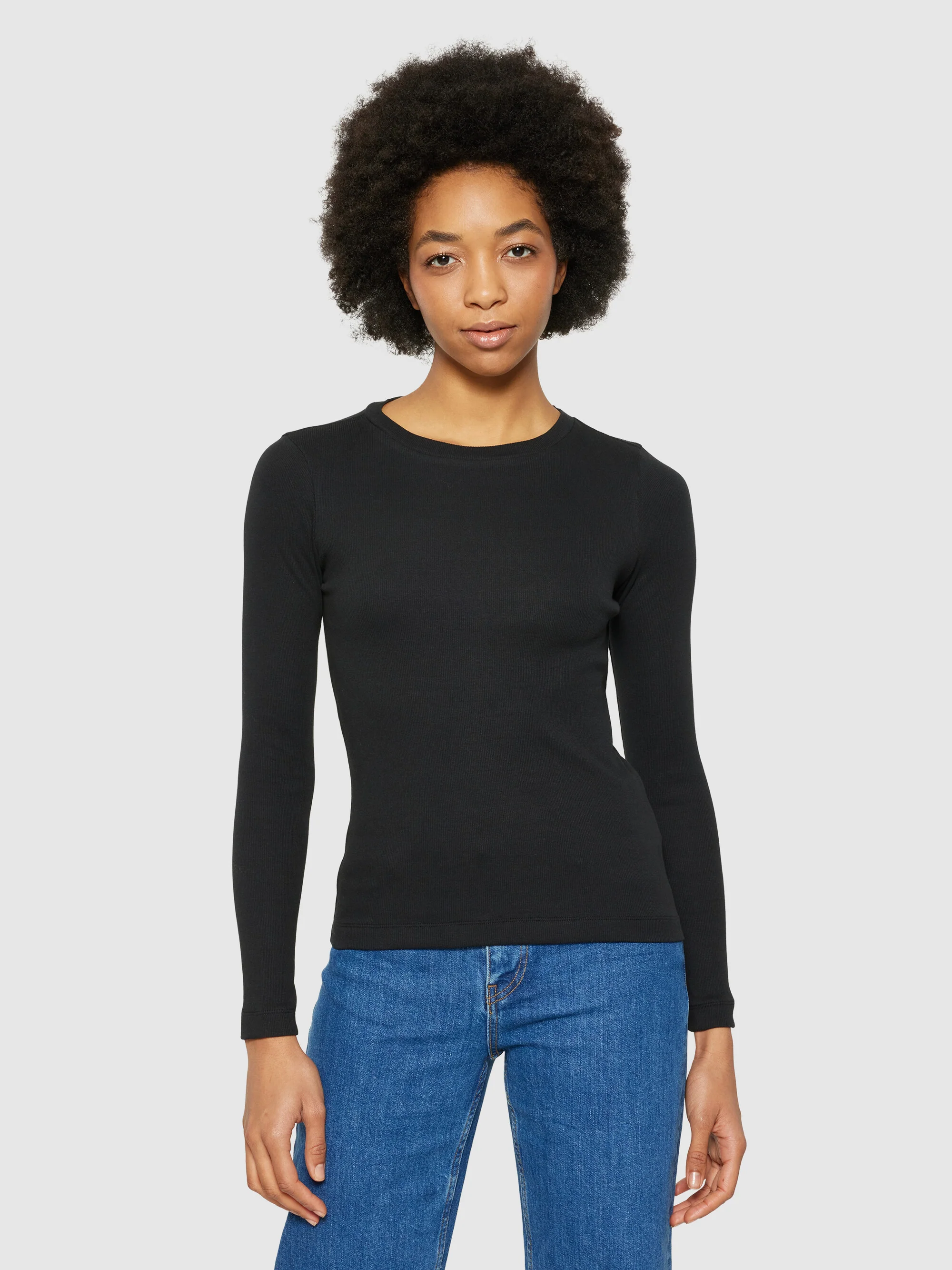 Rib Scoop neck long sleeved - Black Jet - Image 2