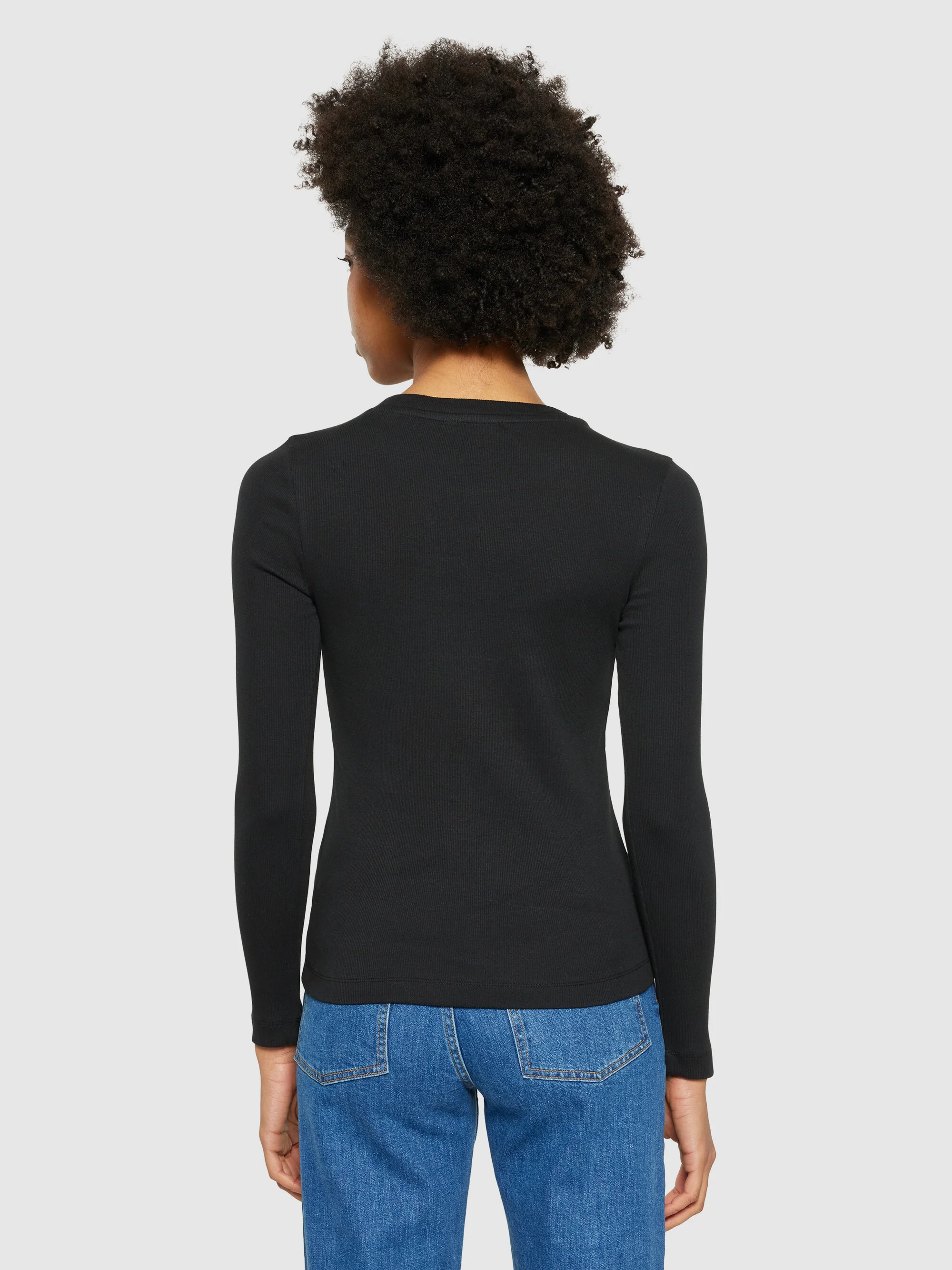 Rib Scoop neck long sleeved - Black Jet - Image 3