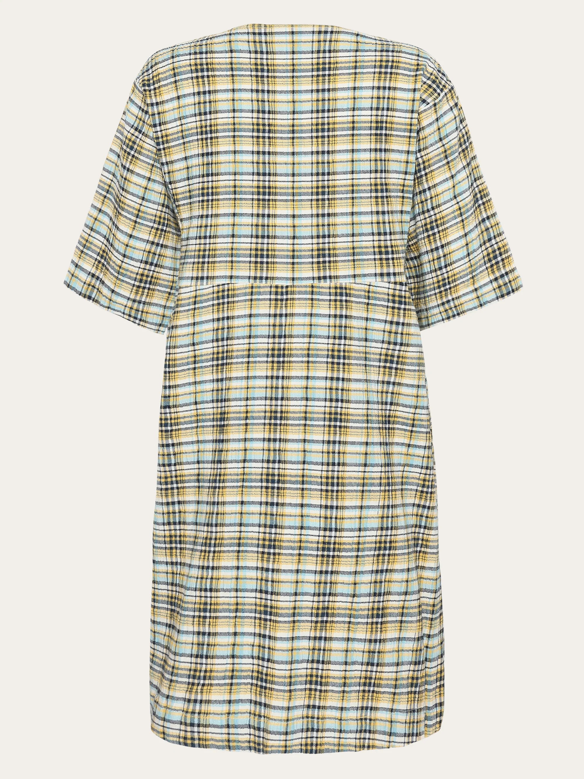 Seersucker check tunica dress - GOTS/Vegan - Yellow check - Image 3