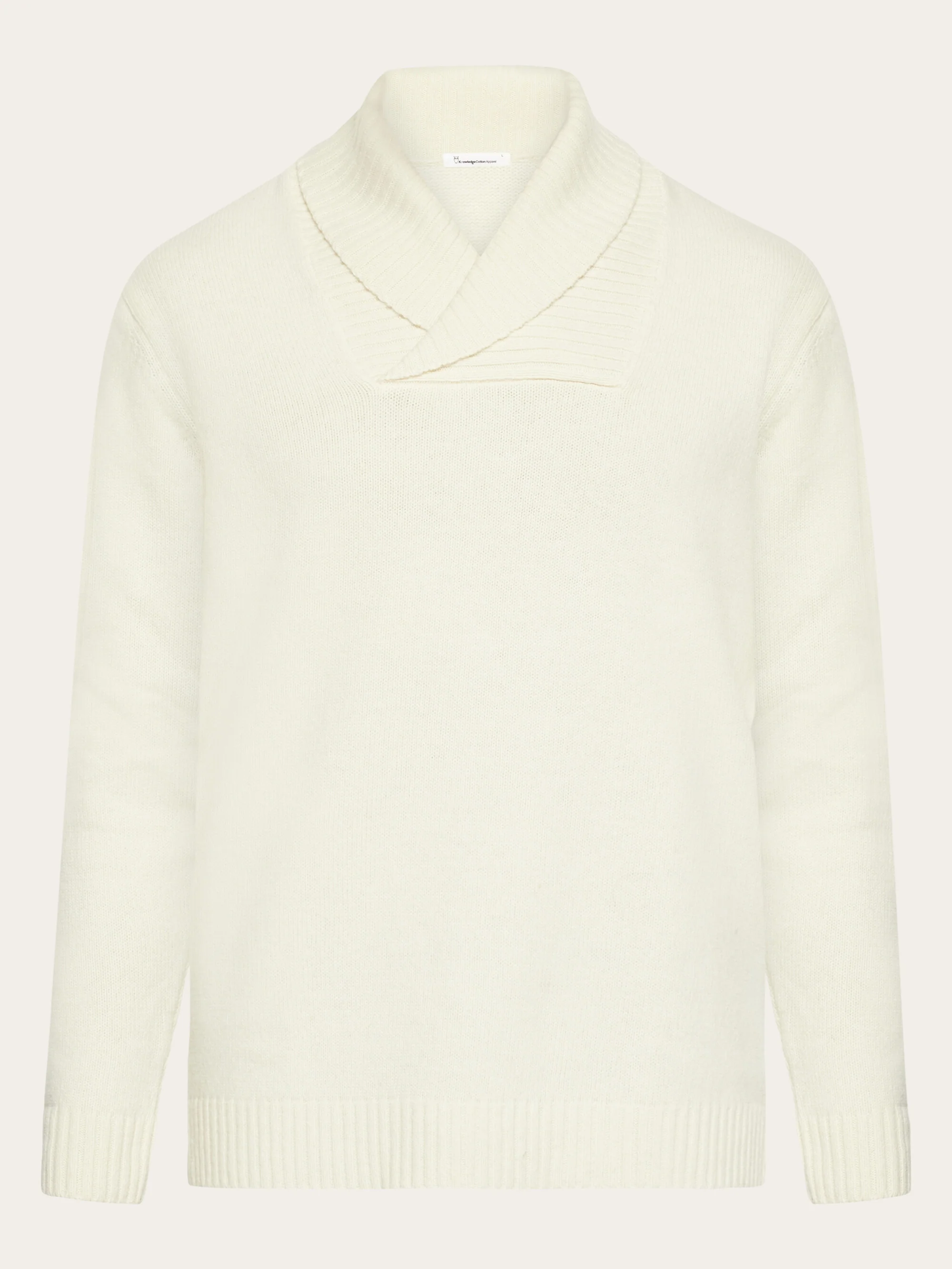 Shawl neck wool knit - RWS - Egret
