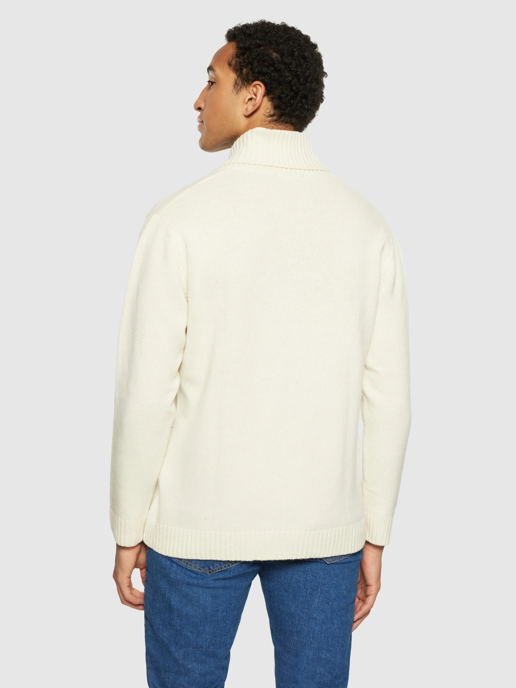 Shawl neck wool knit - RWS - Egret - Image 3