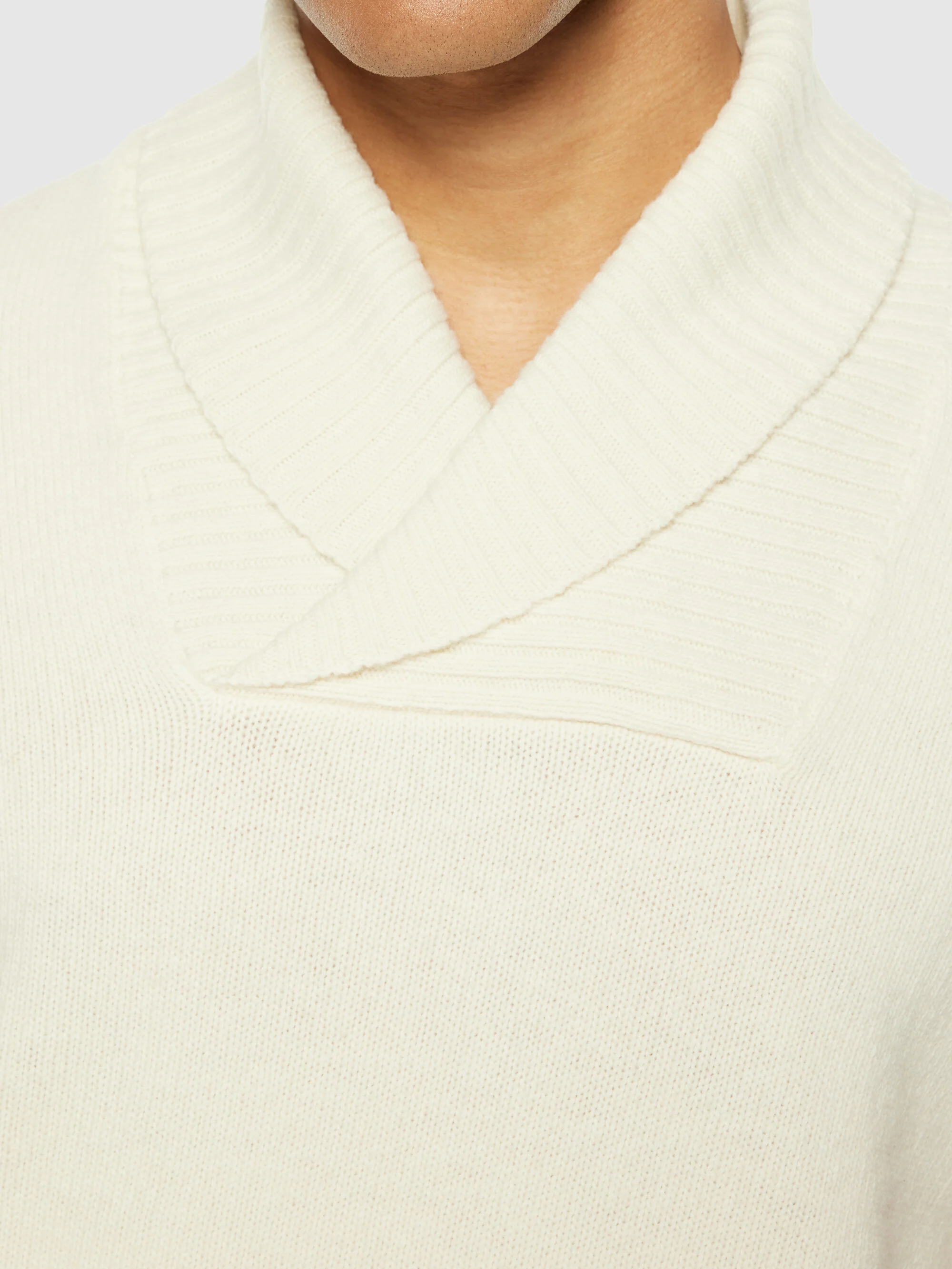 Shawl neck wool knit - RWS - Egret - Image 5
