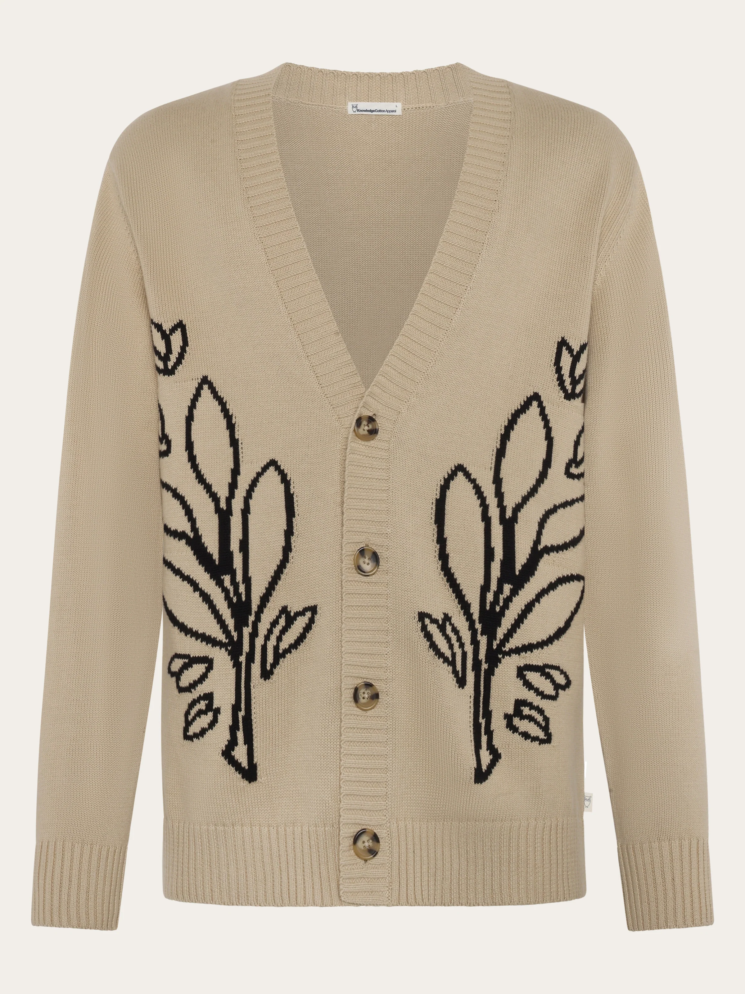 SOS Jacquard knitted Cardigan GOTS/Vegan - Light feather gray