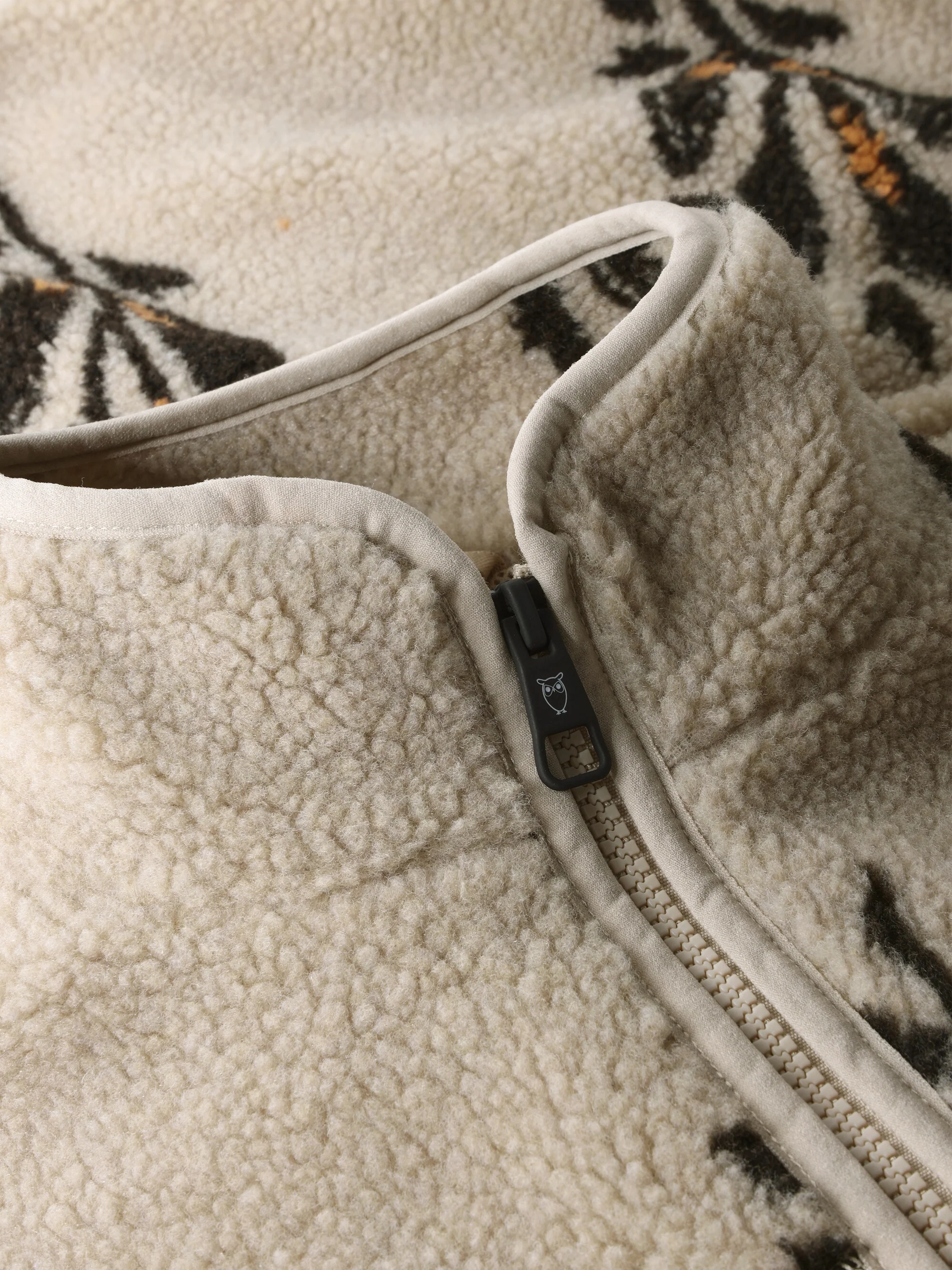 SOS Loose Fit AOP Zip Fleece - GRS/Vegan - Beige - Image 4