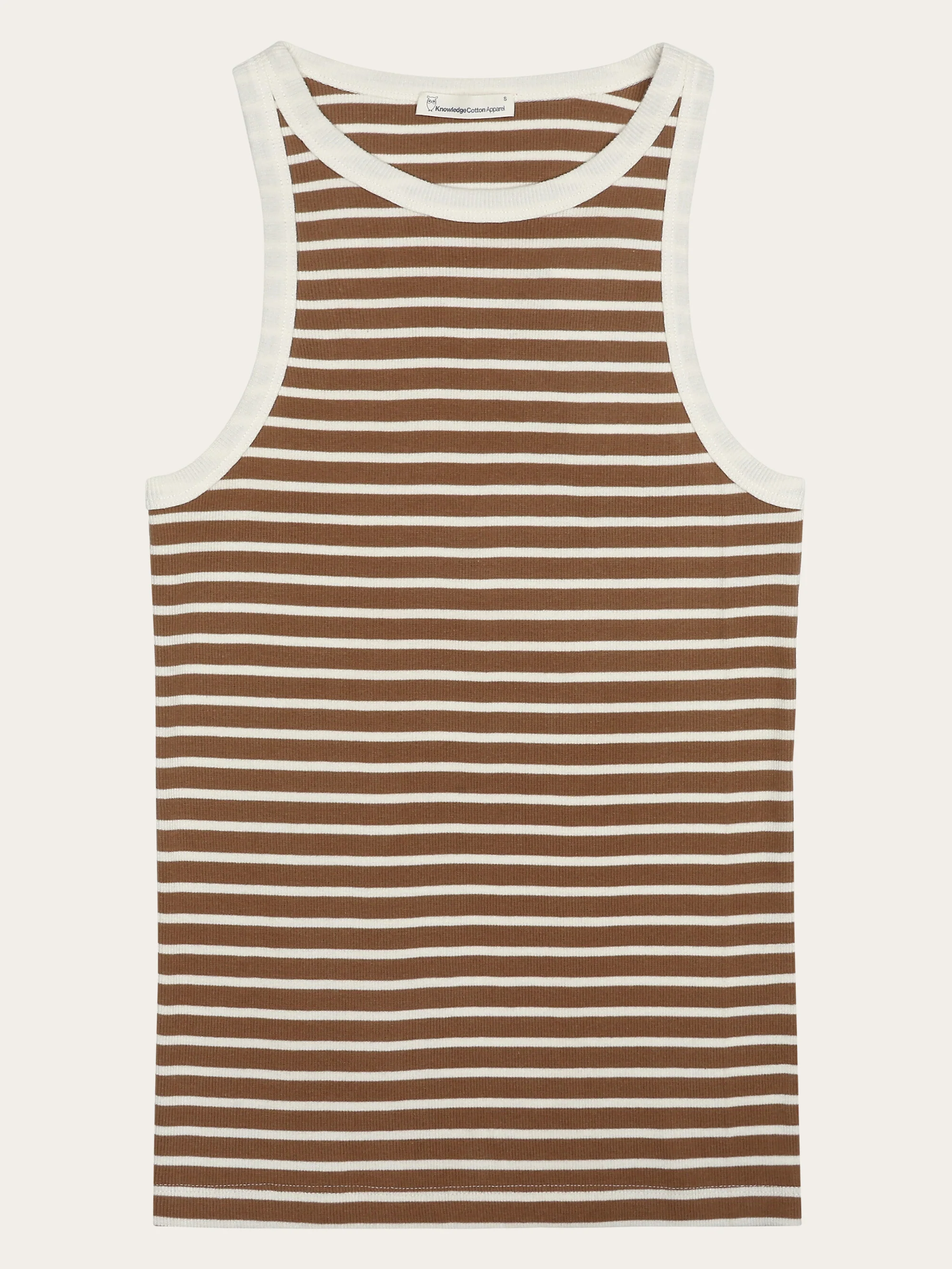 Striped racer rib top - Dark Brown Stripe