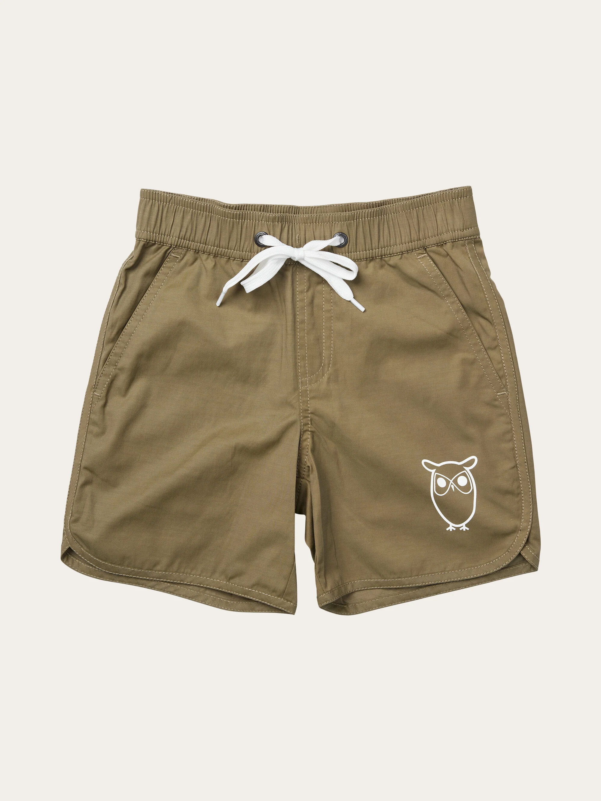 Swim shorts with elastic waist and owl print - Burned Olive