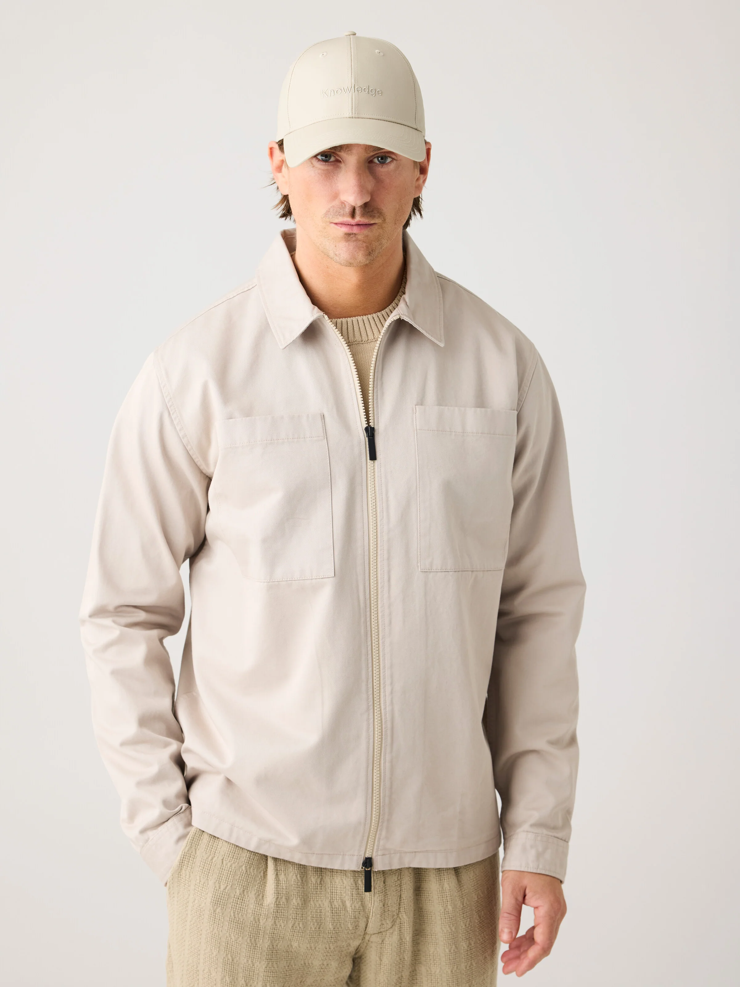 Twill zip overshirt - Light feather gray - Image 5