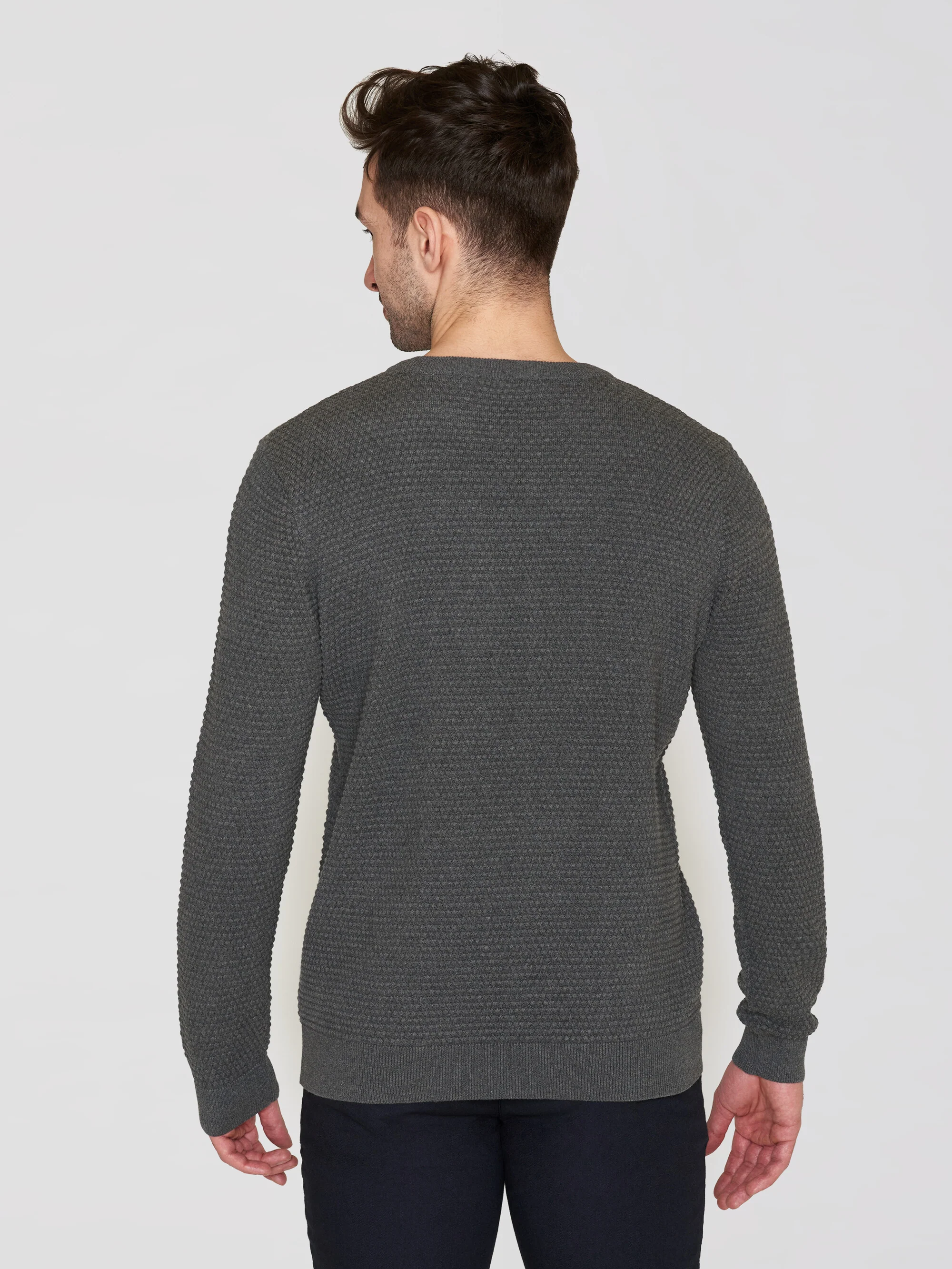 Bubble knit core crew neck - Dark Grey Melange - Image 3