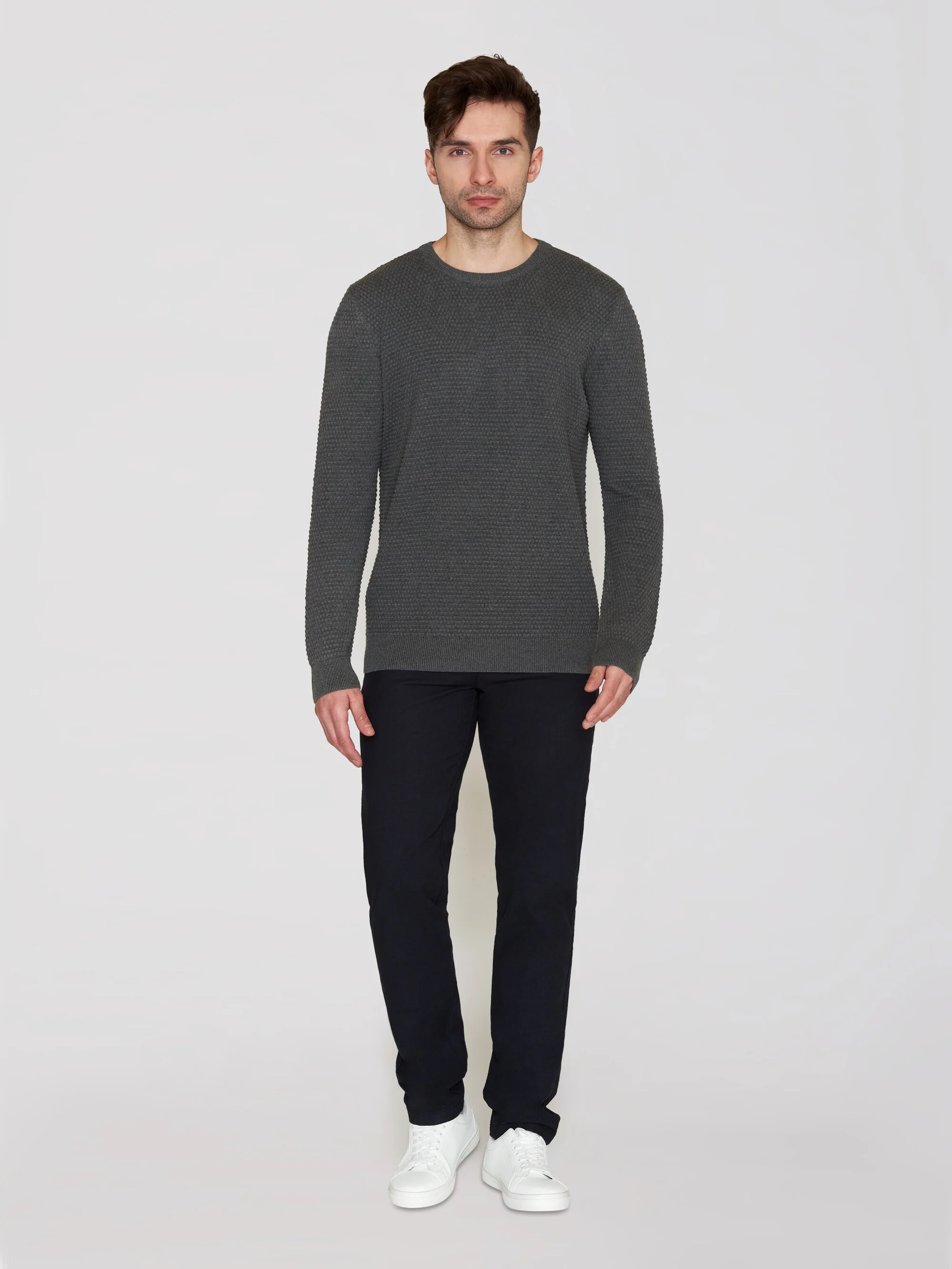 Bubble knit core crew neck - Dark Grey Melange - Image 4