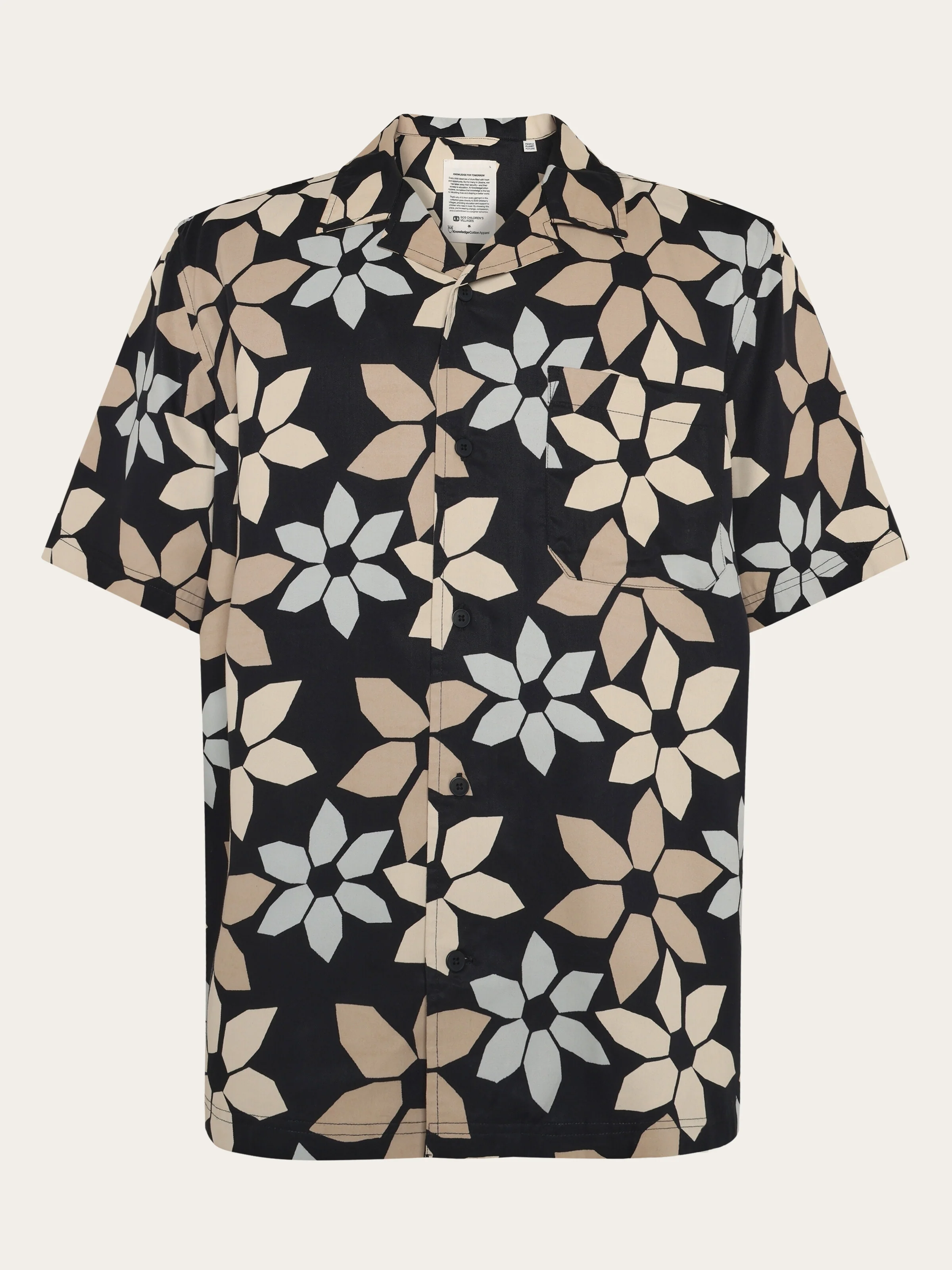 Wave relaxed tencel print short sleeve shirt - Black