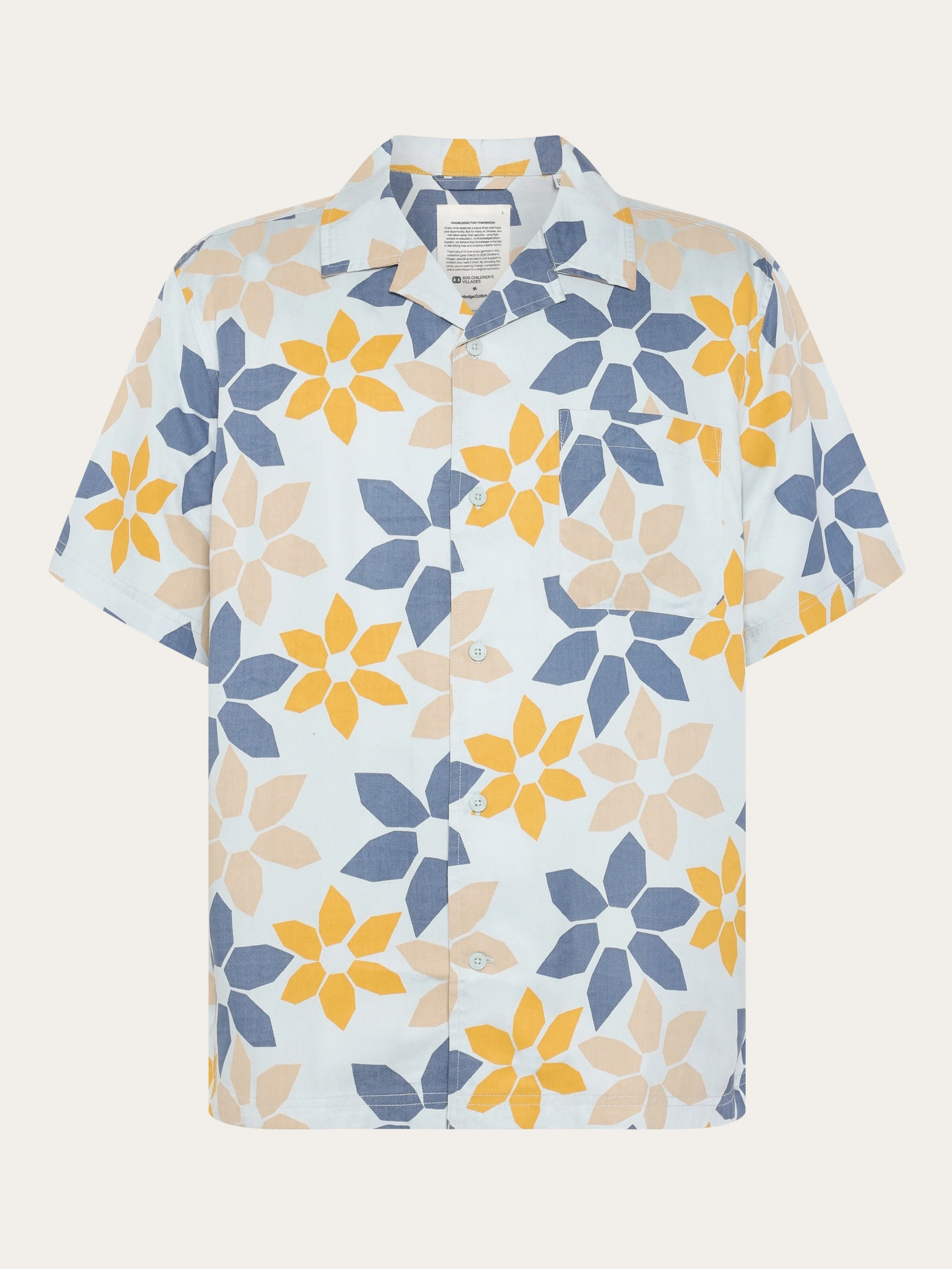 Wave relaxed tencel print short sleeve shirt - Light Blue