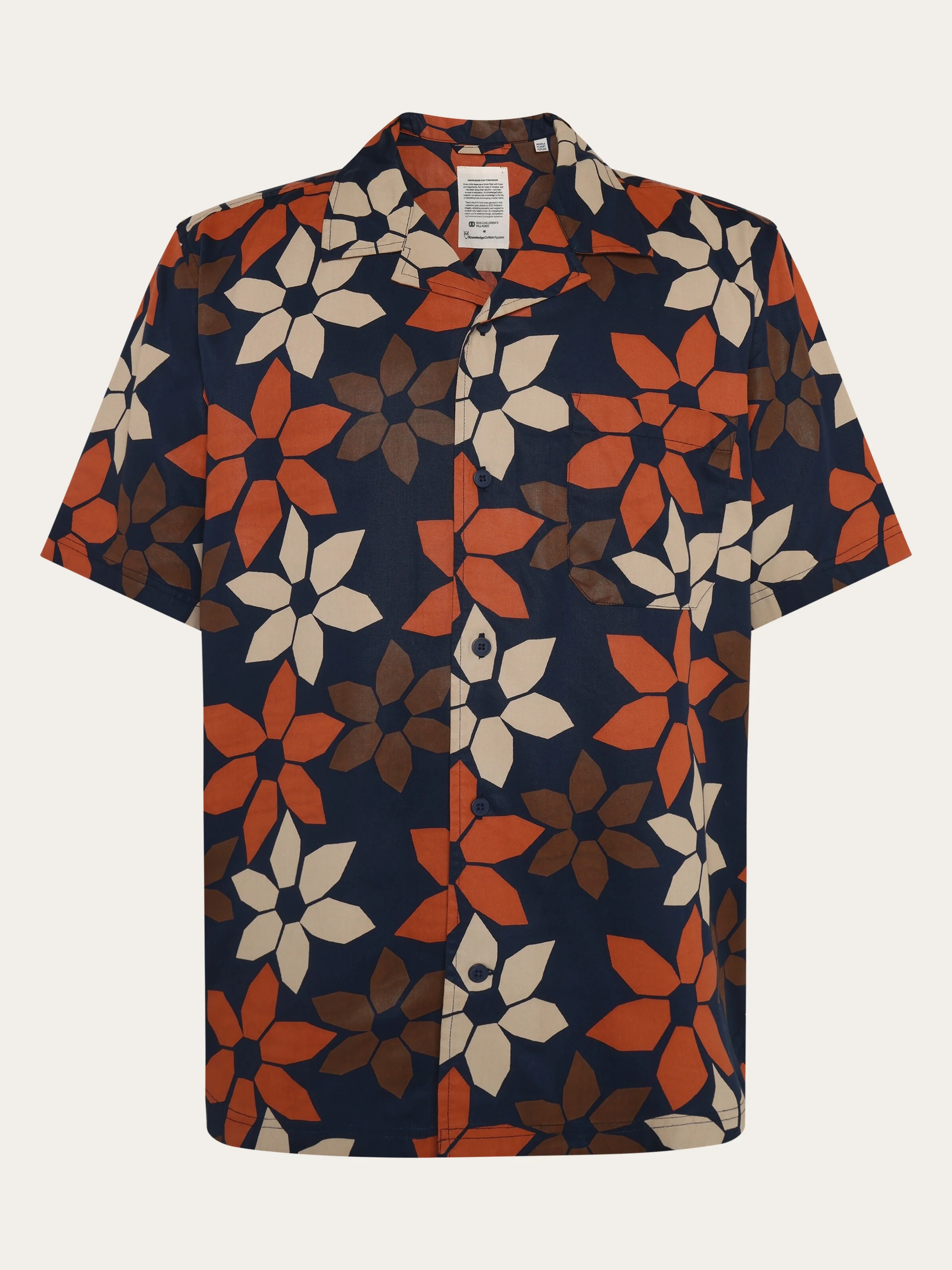 Wave relaxed tencel print short sleeve shirt - Red