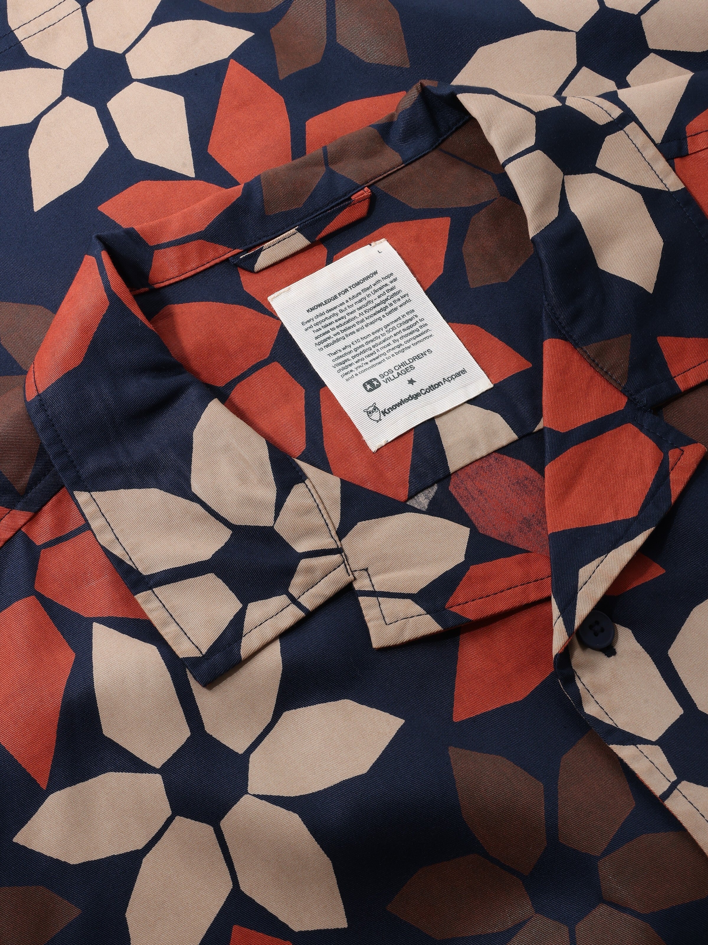 Wave relaxed tencel print short sleeve shirt - Red - Image 5