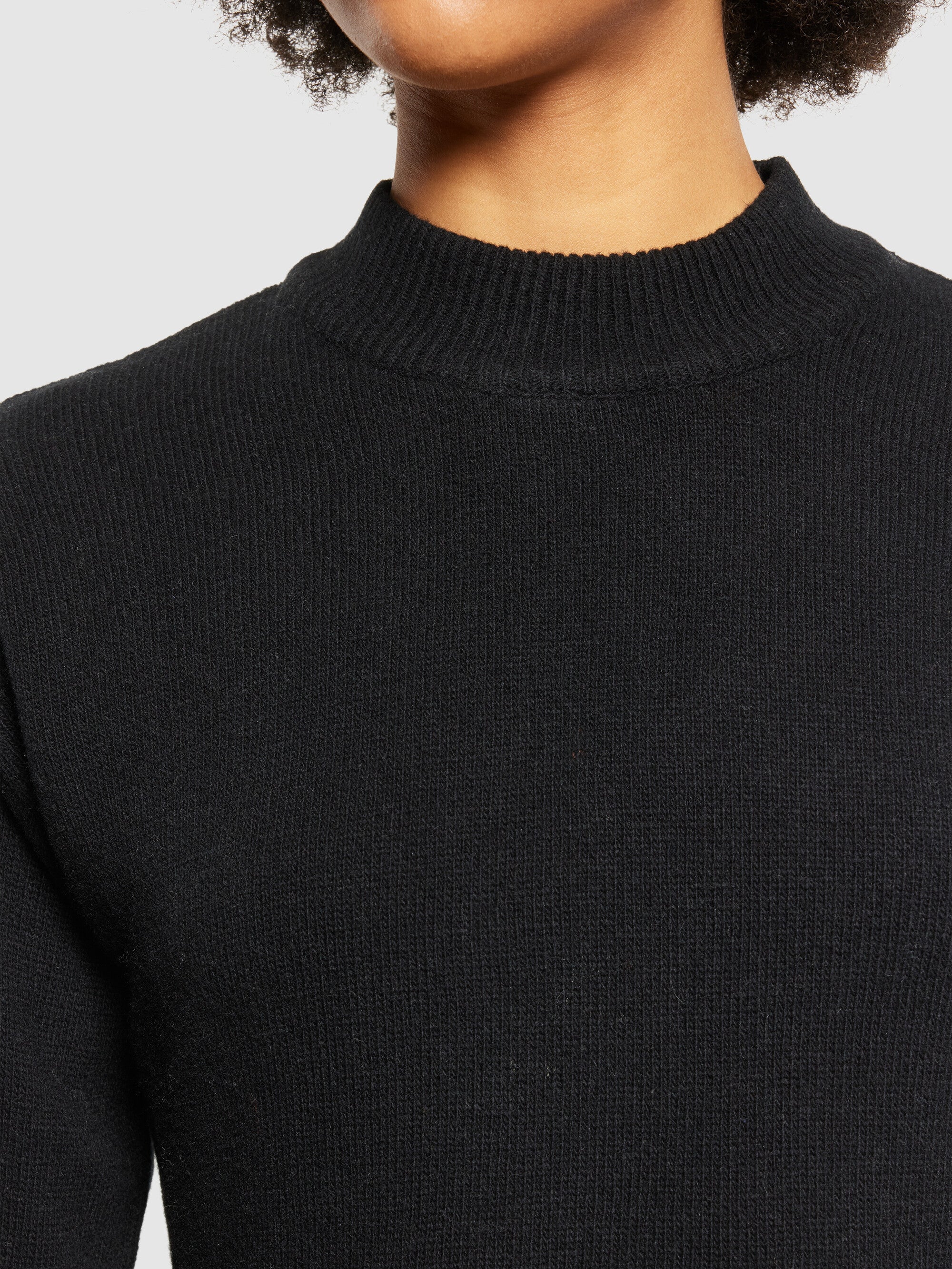 Wool crew neck mid length dress - Black Jet - Image 5