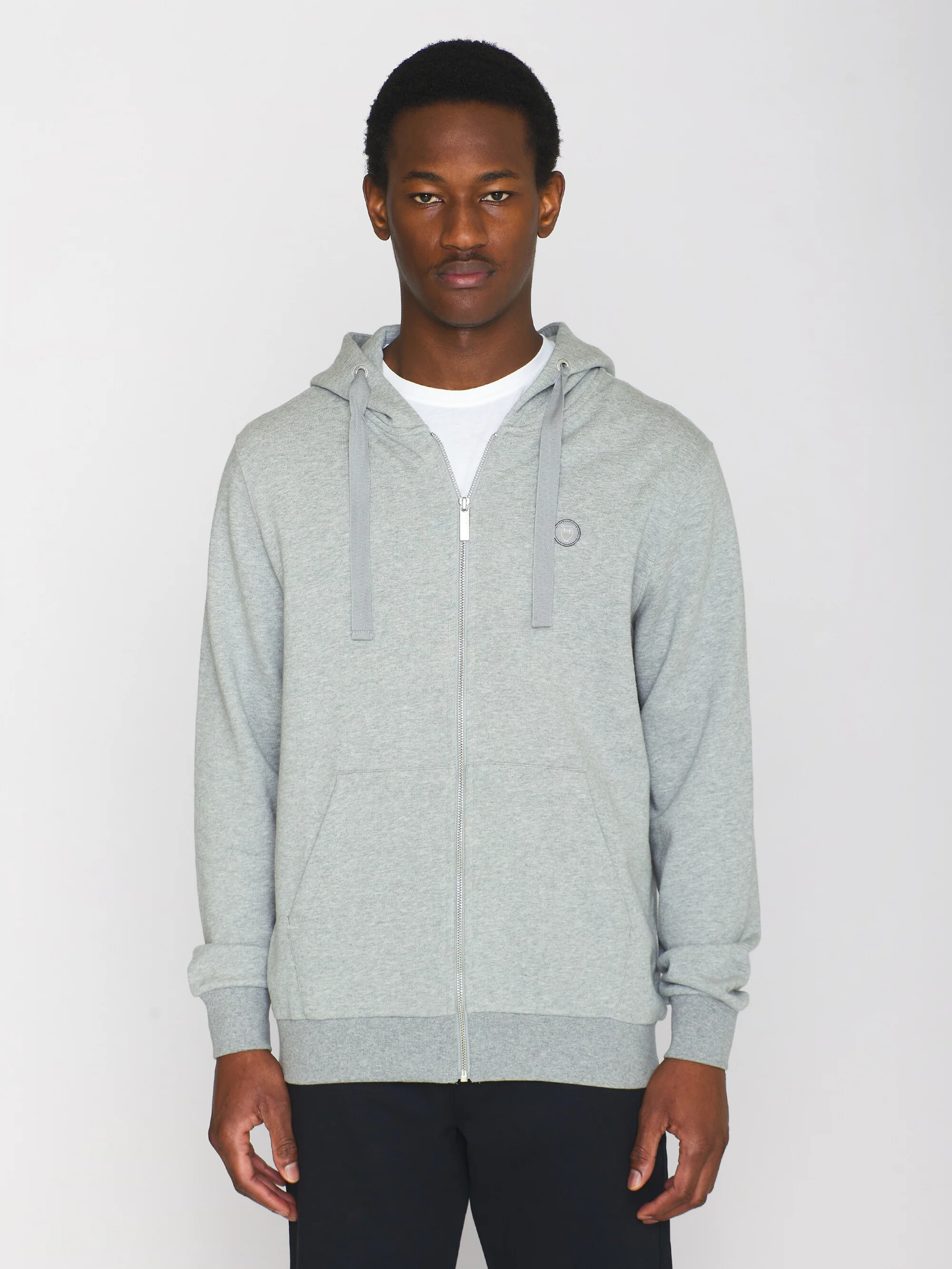 Zip hood kangaroo badge sweat - Grey Melange - Image 2