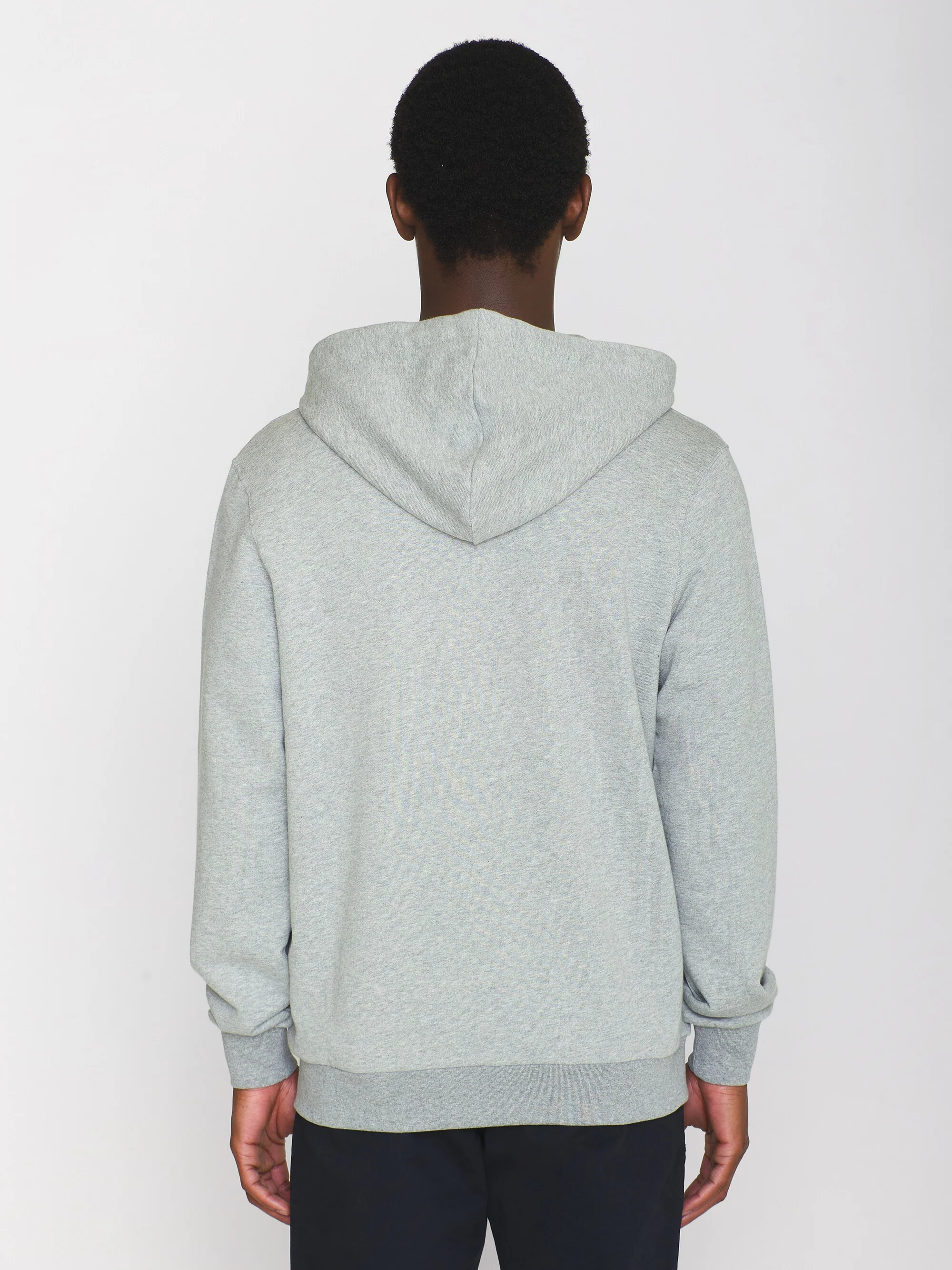 Zip hood kangaroo badge sweat - Grey Melange - Image 5