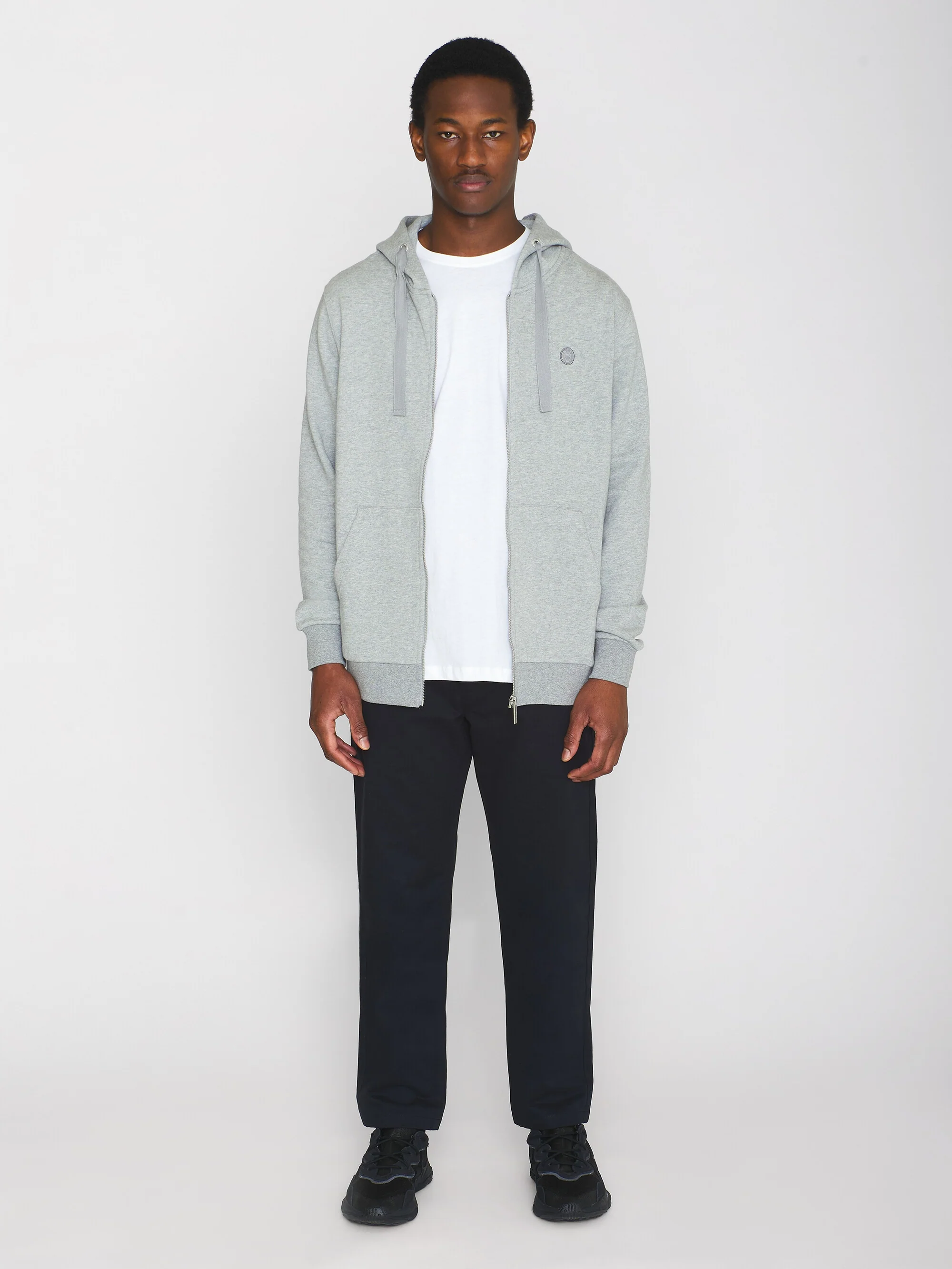 Zip hood kangaroo badge sweat - Grey Melange - Image 6