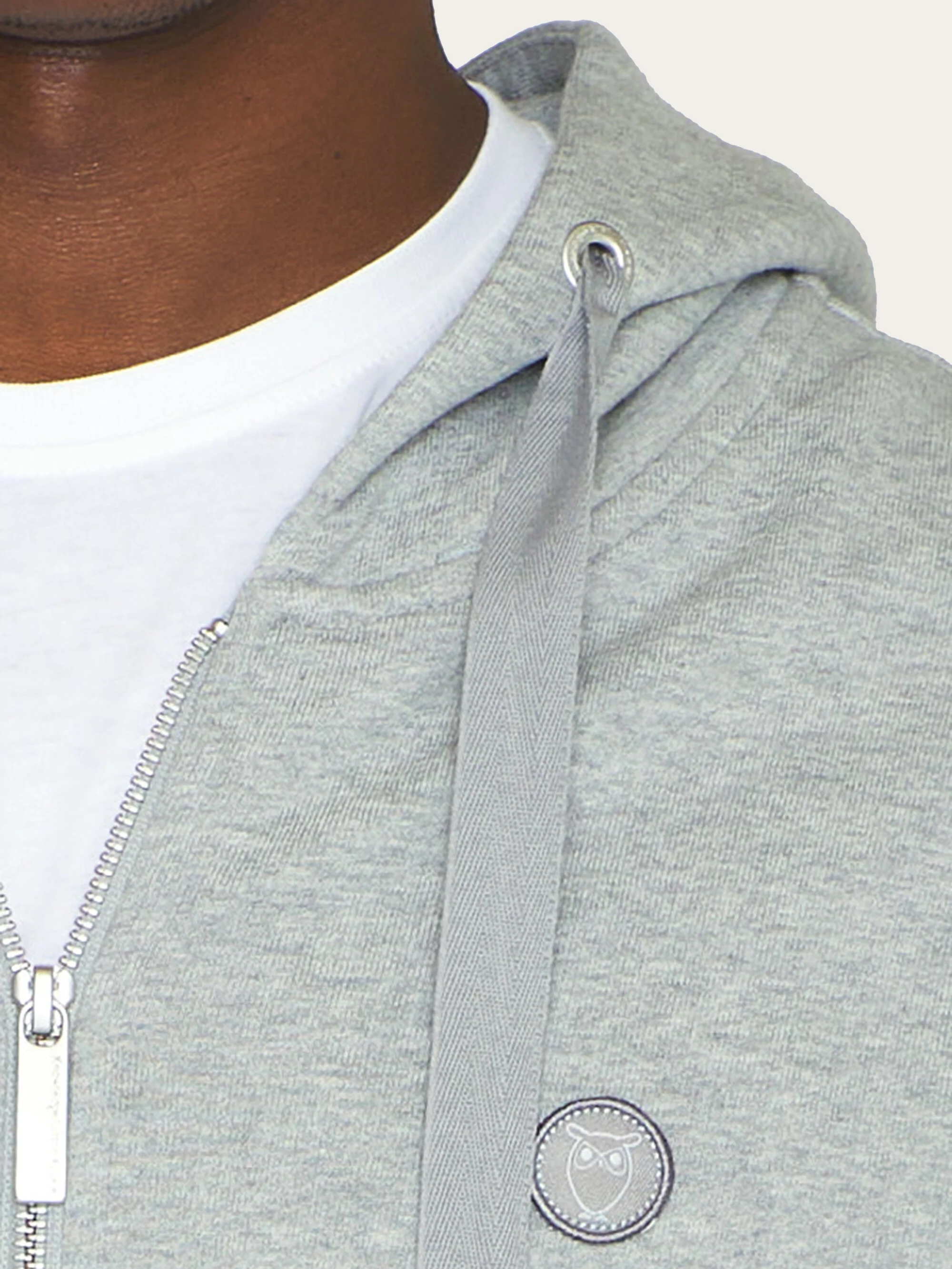 Zip hood kangaroo badge sweat - Grey Melange - Image 7